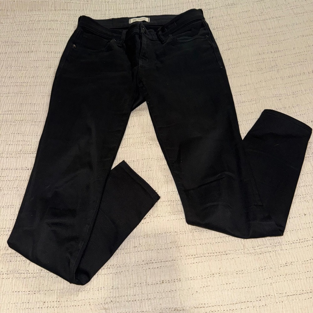 Madewell 8 Inch Skinny Jeans Black Mid Rise Stretch Denim Size 28